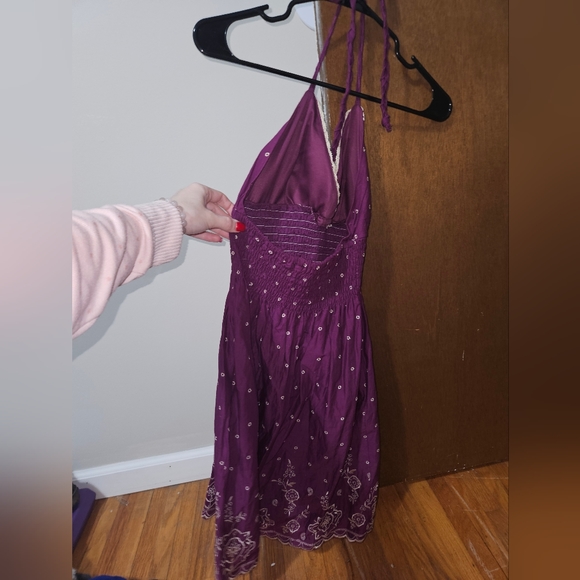 Heart Soul women's size M halter flowy purple dress 👗 with lace and flowers - Picture 4 of 12
